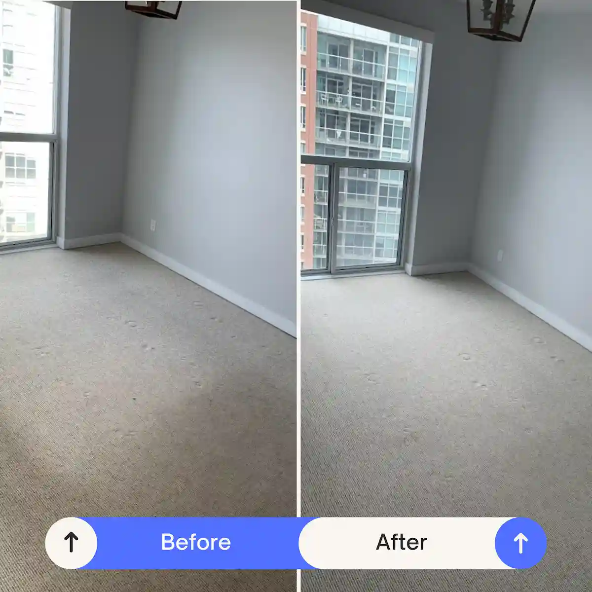 Before & After Carpet cleaning transformation