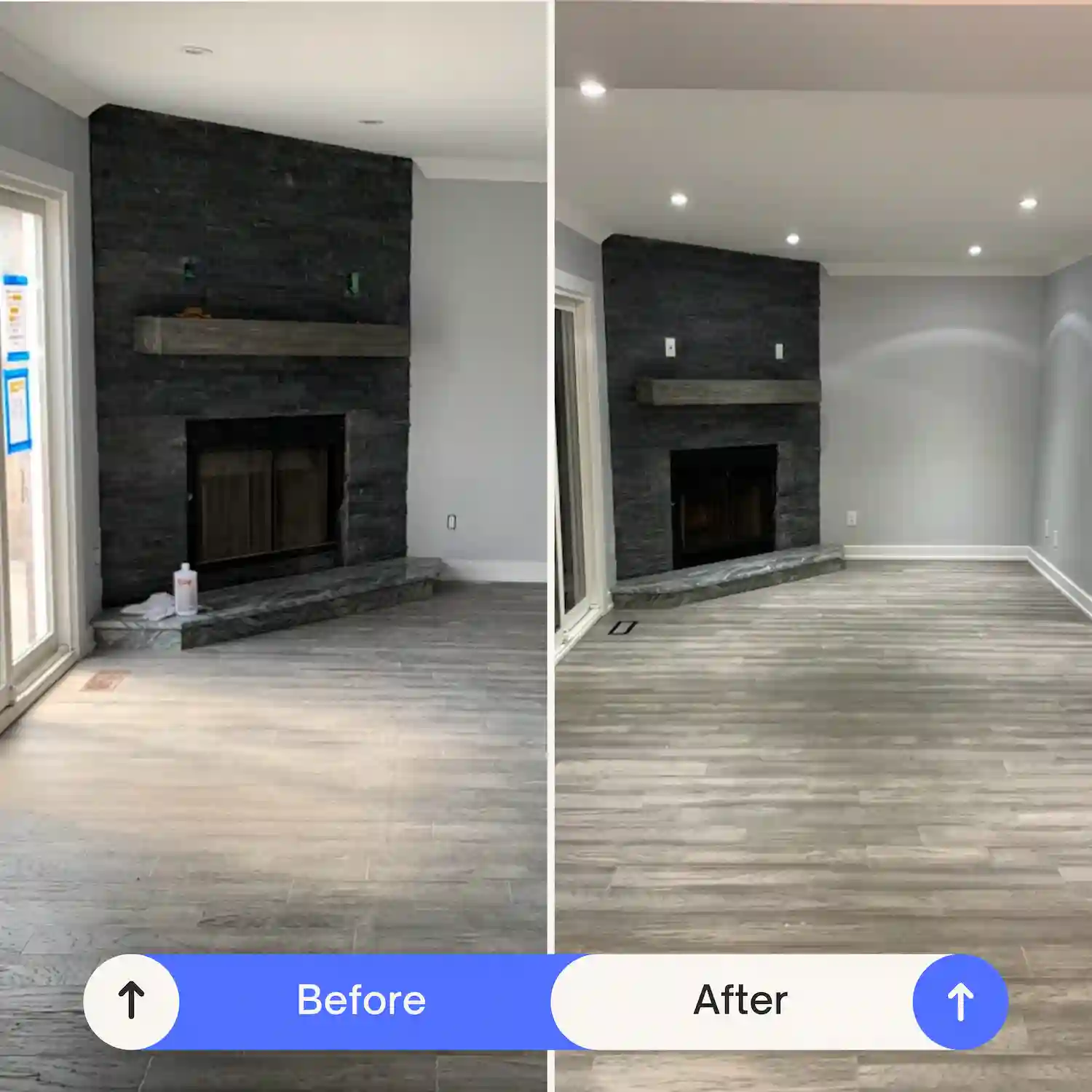 Before & After Post-construction cleaning results